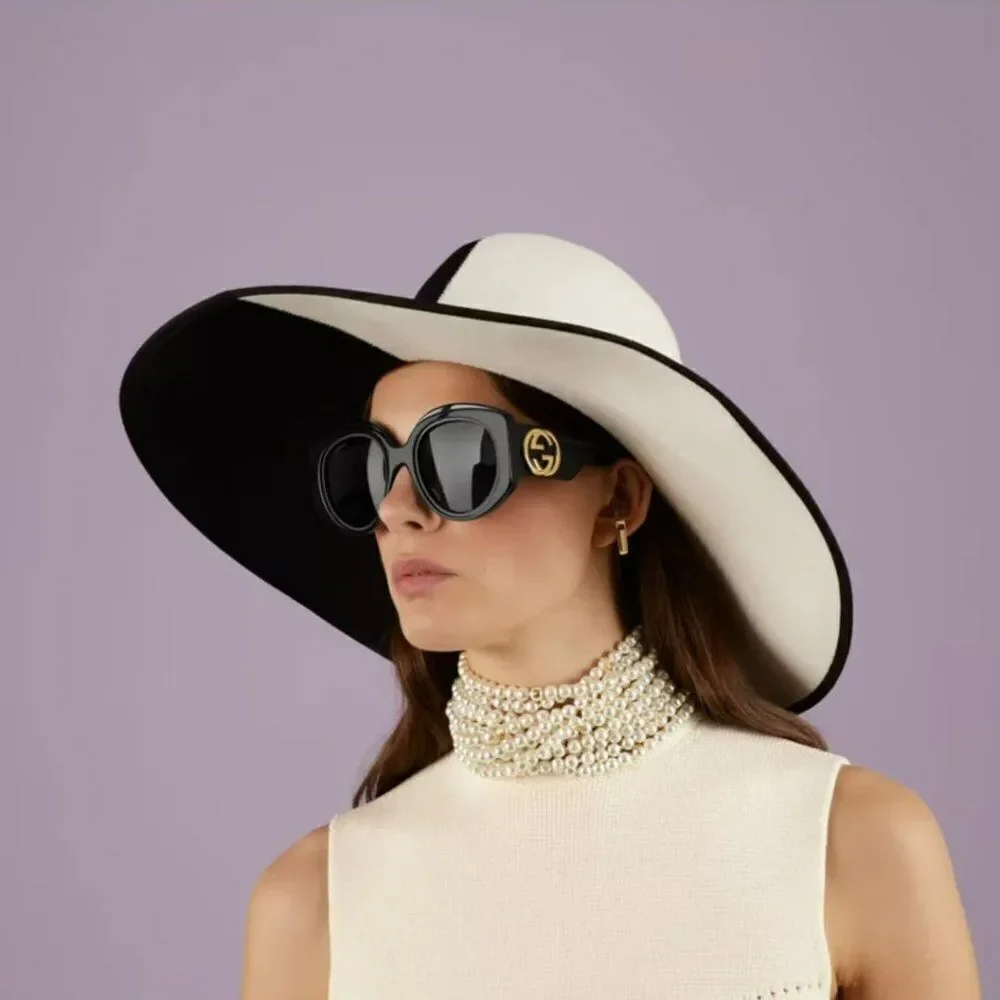SALE! NEW Gucci GG1308S 001 Black Grey Round Women Sunglasses